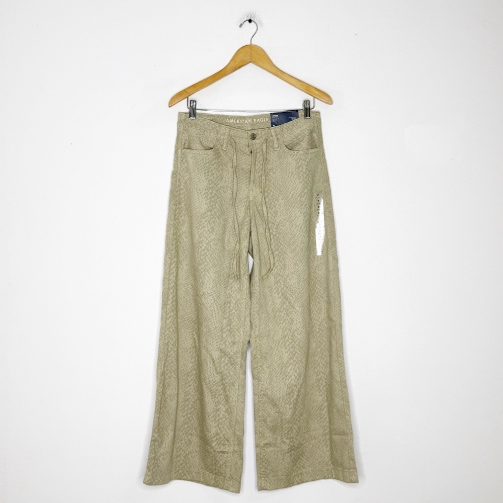 American Eagle Ultra Wide Leg Low Rise Pants 2 Short 26w Snake Print Stretch